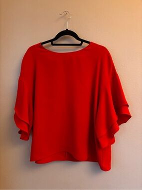 H&M Red Ruffle Sleeve Blouse